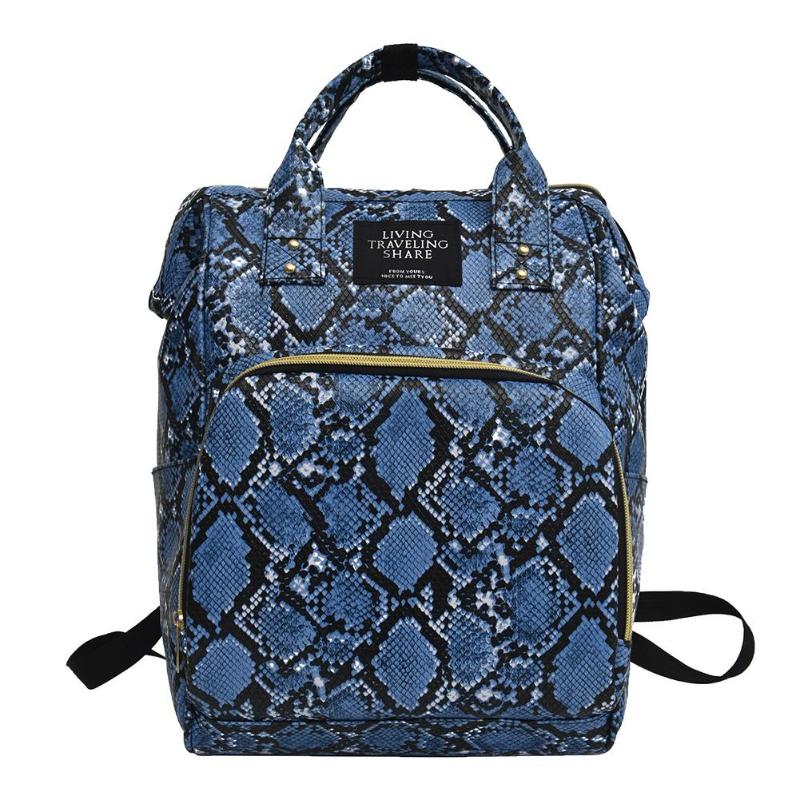 Multi-pocket Baby Nappy Diaper Bag Snake Print Mommy Travel Backpacks Large PU Leather Maternity Nappy Mummy Bags