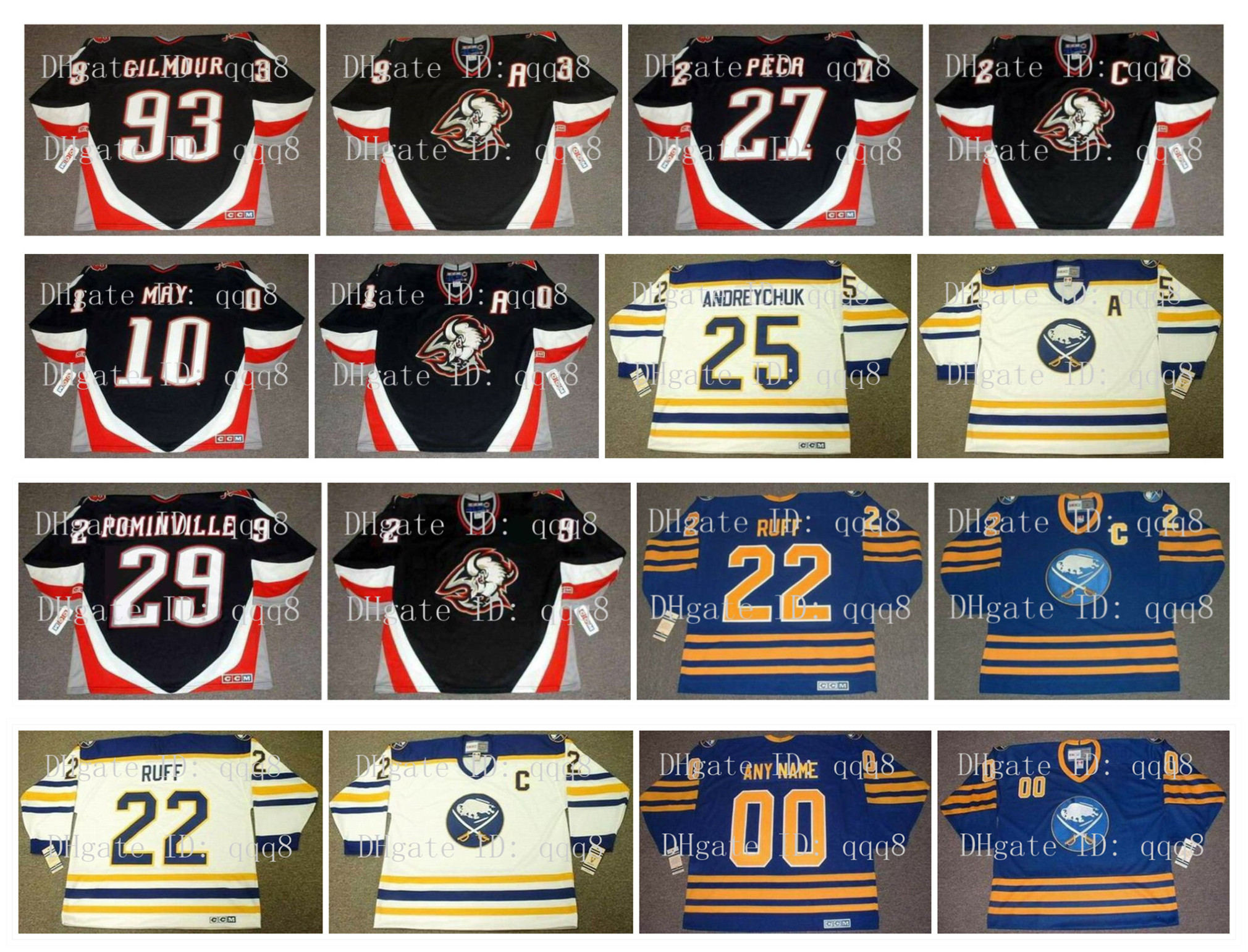 Vintage Buffalo Sabres Jerseys 93 DOUG GILMOUR 27 MICHAEL PECA 10 BRAD MAY 25 DAVE ANDREYCHUK 29 JASON POMINVILLE 22 LINDY RUFF Hockey, As pic
Vintage Buffalo Sabres Jerseys 93 DOUG GILMOUR 27 MICHAEL PECA 10 BRAD MAY 25 DAVE ANDREYCHUK 29 JASON POMINVILLE 22 LINDY RUFF Hockey, As pic