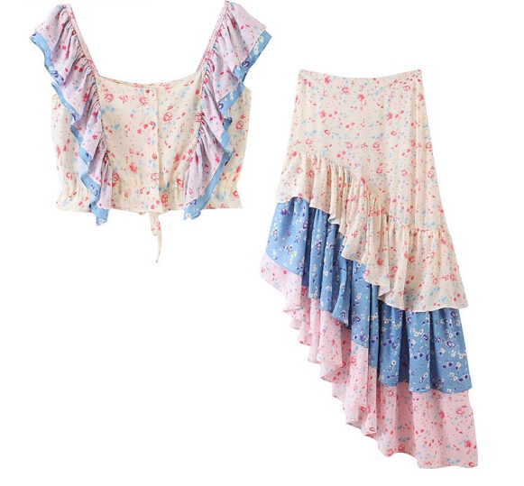 2020 Summer Ruffle Strap Floral Bra Tank Top Crop Top Sexy Women Maxi Long Oblique Swallowtail Skirt button Camis Tops 2 Pieces Set, Same as picture
2020 Summer Ruffle Strap Floral Bra Tank Top Crop Top Sexy Women Maxi Long Oblique Swallowtail Skirt button Camis Tops 2 Pieces Set, Same as picture