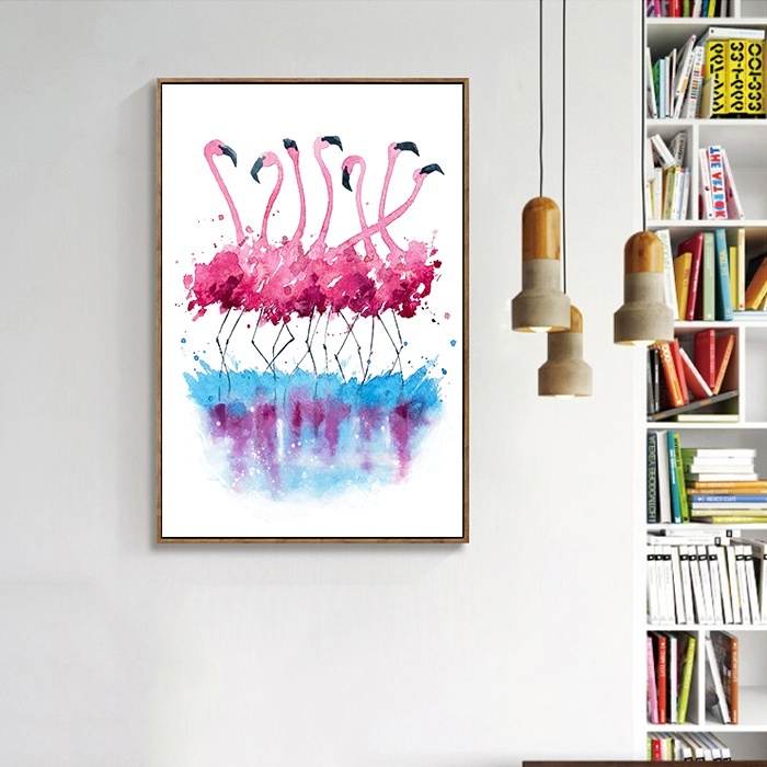 Kawaii's Animal Flamingo Poster Print Modern Nordic Cartoon Tile Wall Art Deco Oil Painting Kids Baby Room No Frame