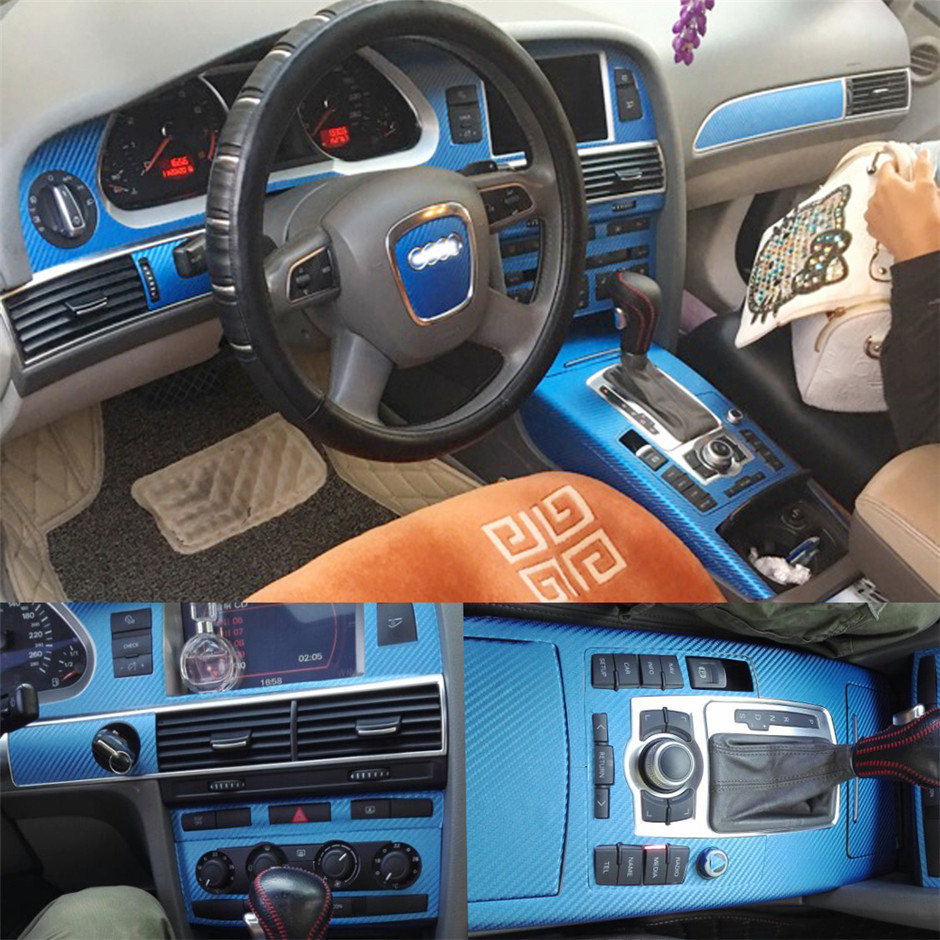 For Audi A6 C6 2005-2011 Car-Styling 3D 5D Carbon Fiber Car Interior Center Console Color Change Molding Sticker Decals