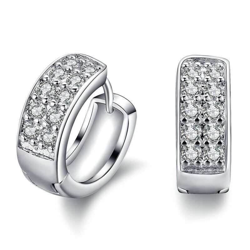 (631E) Full 2 Line Zircon White Earrings Hoops Fashion Jewelry For Women Gold Plated Made by Environmental Copper, Golden;silver
(631E) Full 2 Line Zircon White Earrings Hoops Fashion Jewelry For Women Gold Plated Made by Environmental Copper, Golden;silver