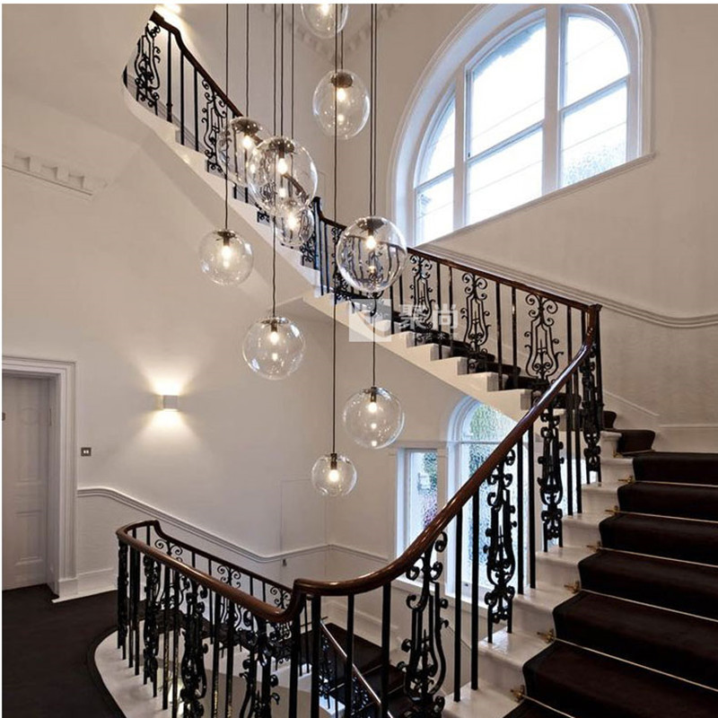Rope Pendant Lights Globe Chrome Glass Ball Hanglamp Lustre Suspension Kitchen Lights Fixture Home Hanging Lights E27