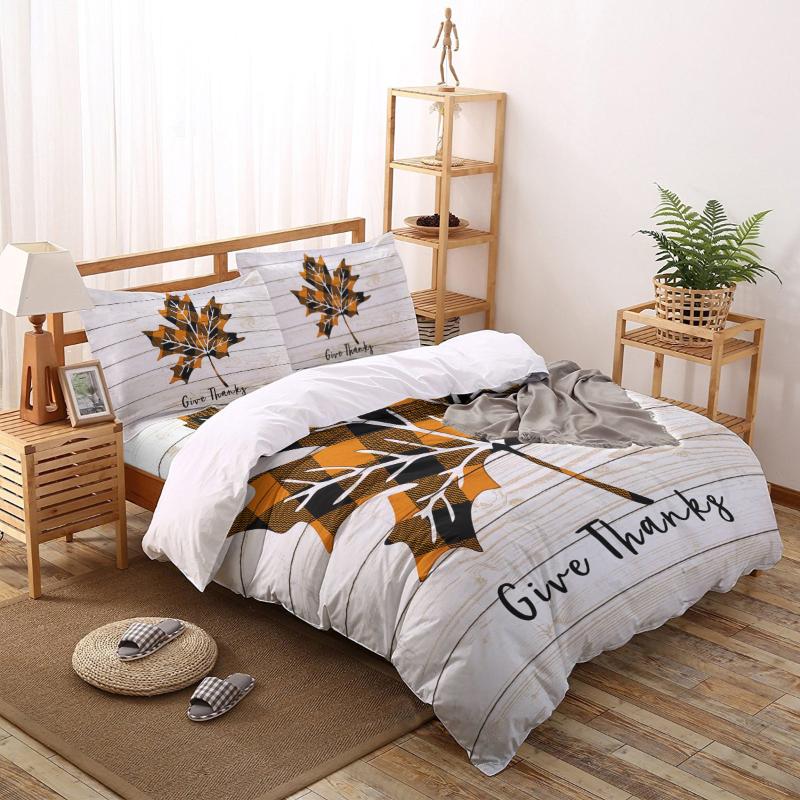 Pumpkin Leaf Bedding Set Four sets of customized bed sheets Bedding Sets Set Luxury, As pic