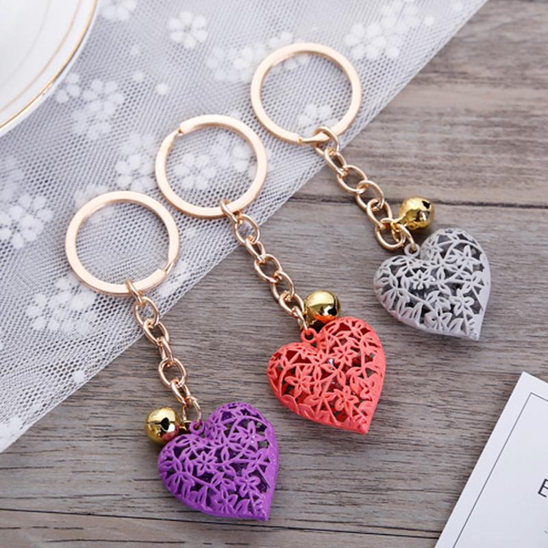Hollow Heart Keychains Fashion Charm Cute Purse Bag Pendant Car Keyring Chain Ornaments Hanging Valentine's Day Gift Key Chains