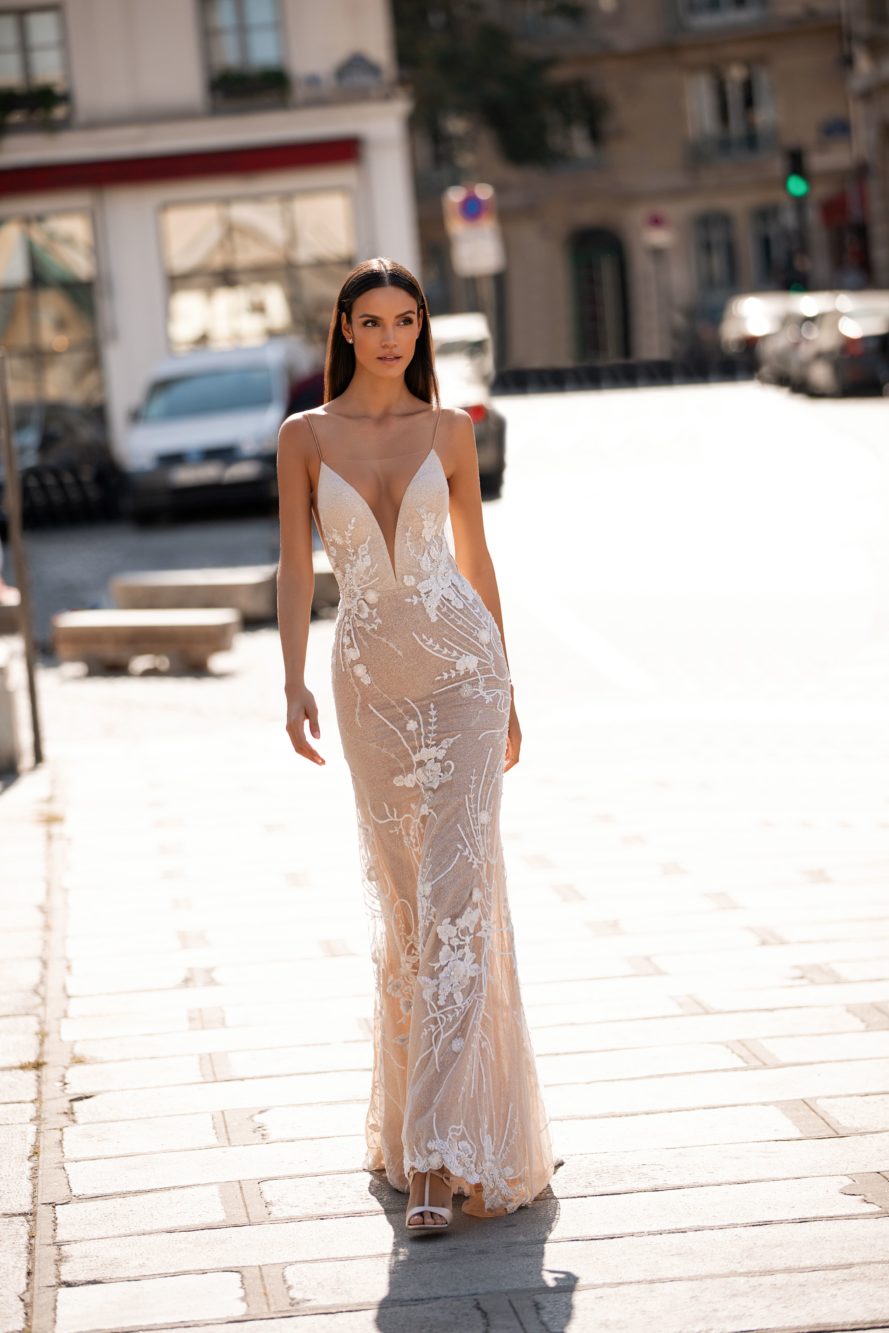 Mermaid Chic Lace Backless Wedding Dresses Beaded Sheer Plunging Neck Appliqued Bridal Gowns With Detachable Train Plus Size Robes De Mari E