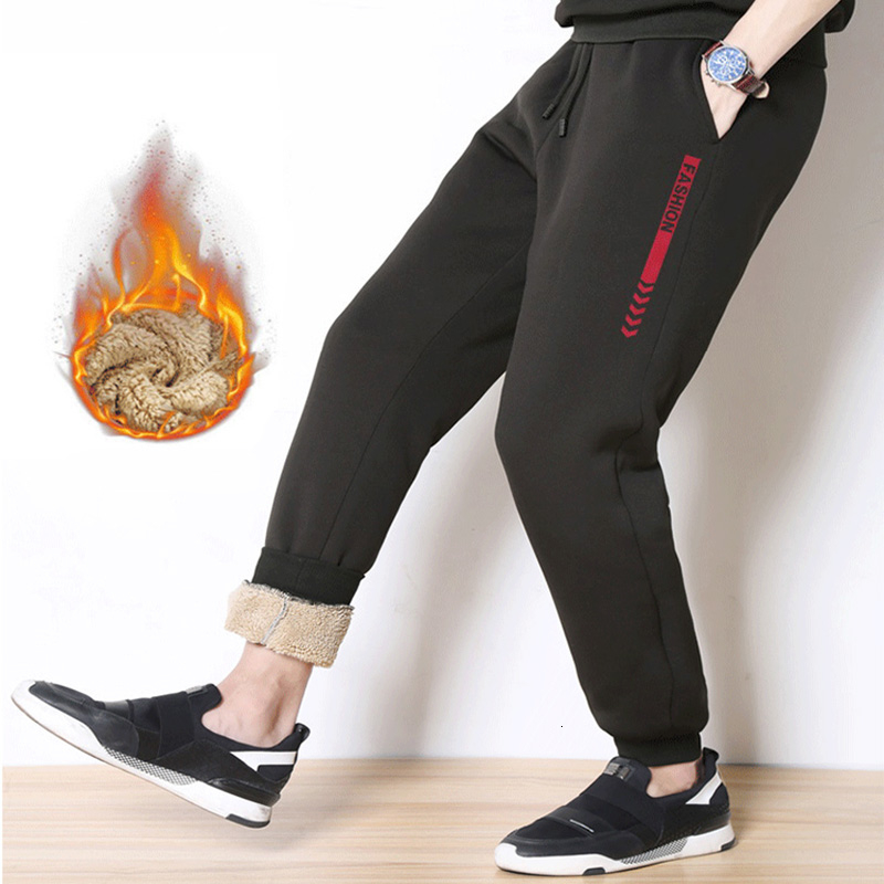 Men's Winter Pants Outside Warm Joggers Thicken Men Sweatpants Heavyweight Streetwear Fleece Trousers Men Pant CJ191210