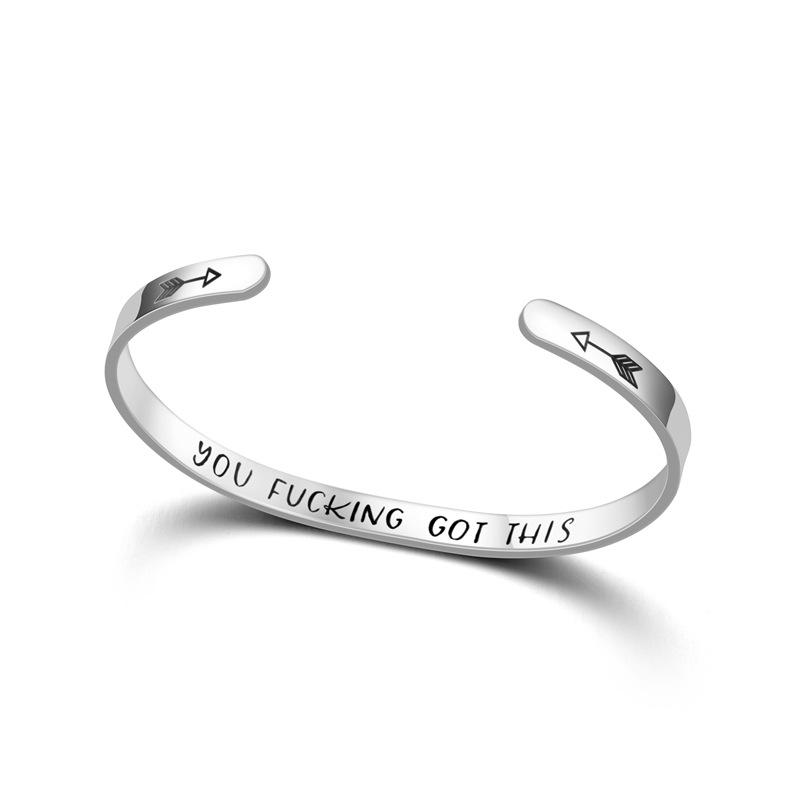 Encouragement Bracelet for Women Men Jewelry Cuff Wristband Bangle Stainless Steel Engraved Friendship Bracelets Inspirational Gift
