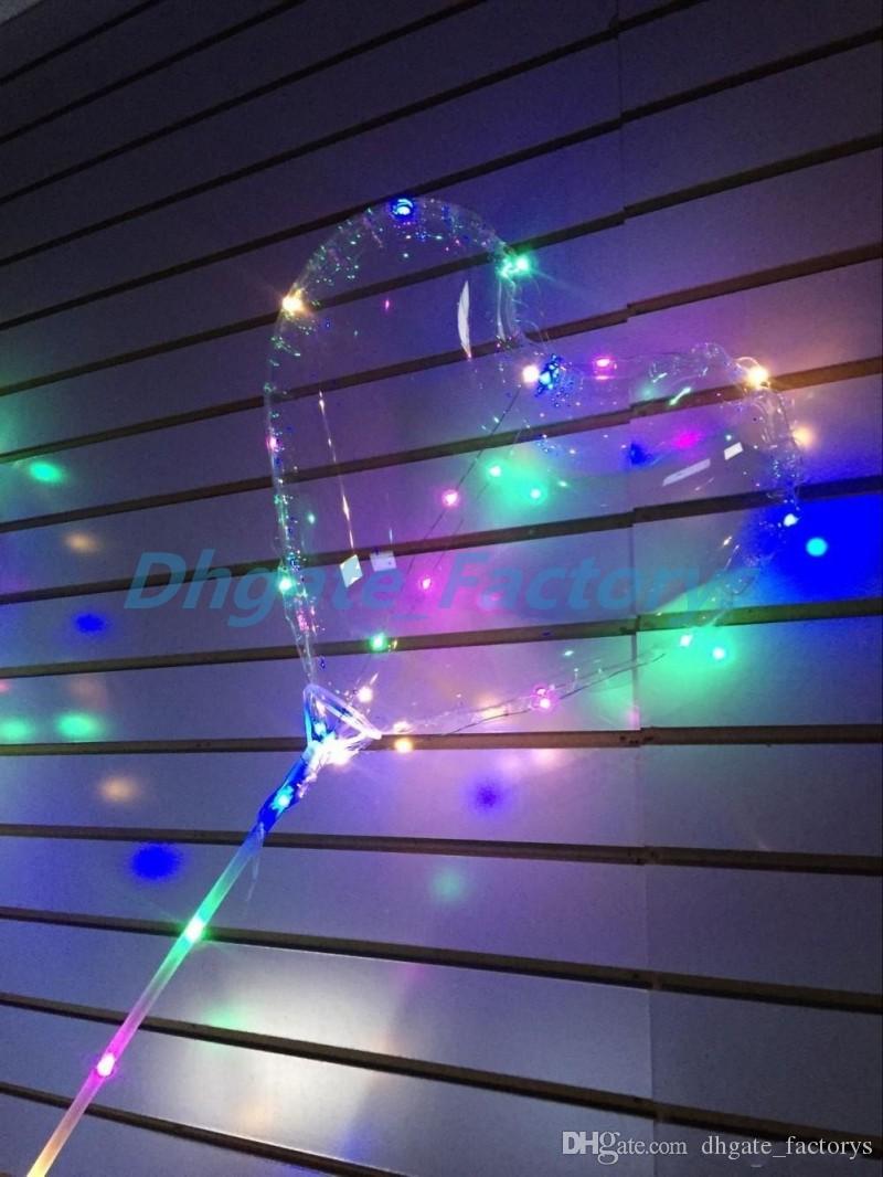 Love LED Balloon Lighting Transparent Bobo Ball Love Heart Shaped Line String Balloons With Stick Wedding Birthday Party Decoratio