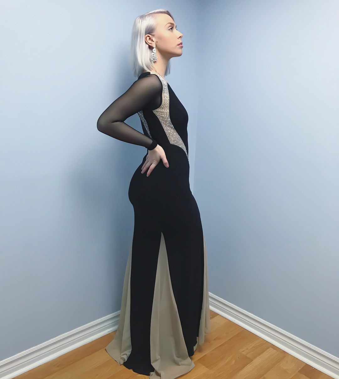Plus Size Customized Mermaid Long Sleeve Prom Dresses Jewel Neck Evening Dress Satin Tulle Floor Length Formal Party Bridesmaid Gown