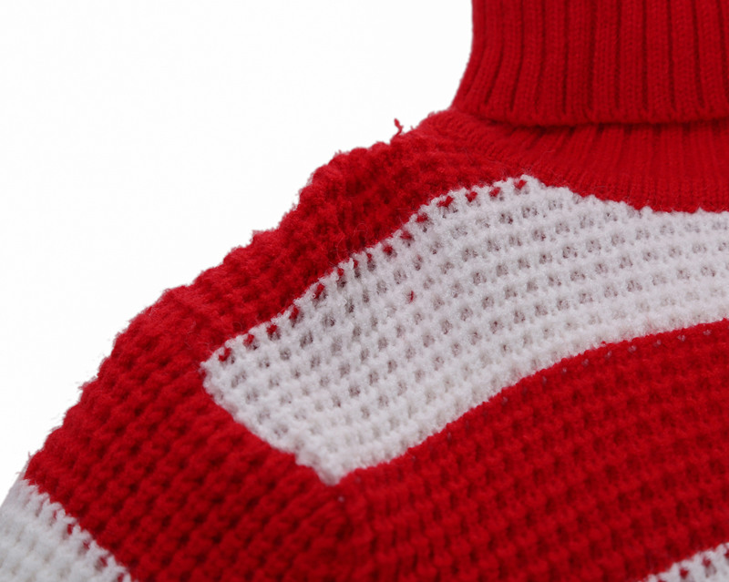 Men's Sweaters Winter Fashion Stripe Print Design Large Size Turtleneck Sweater Long Sleeve Contrast Casual
