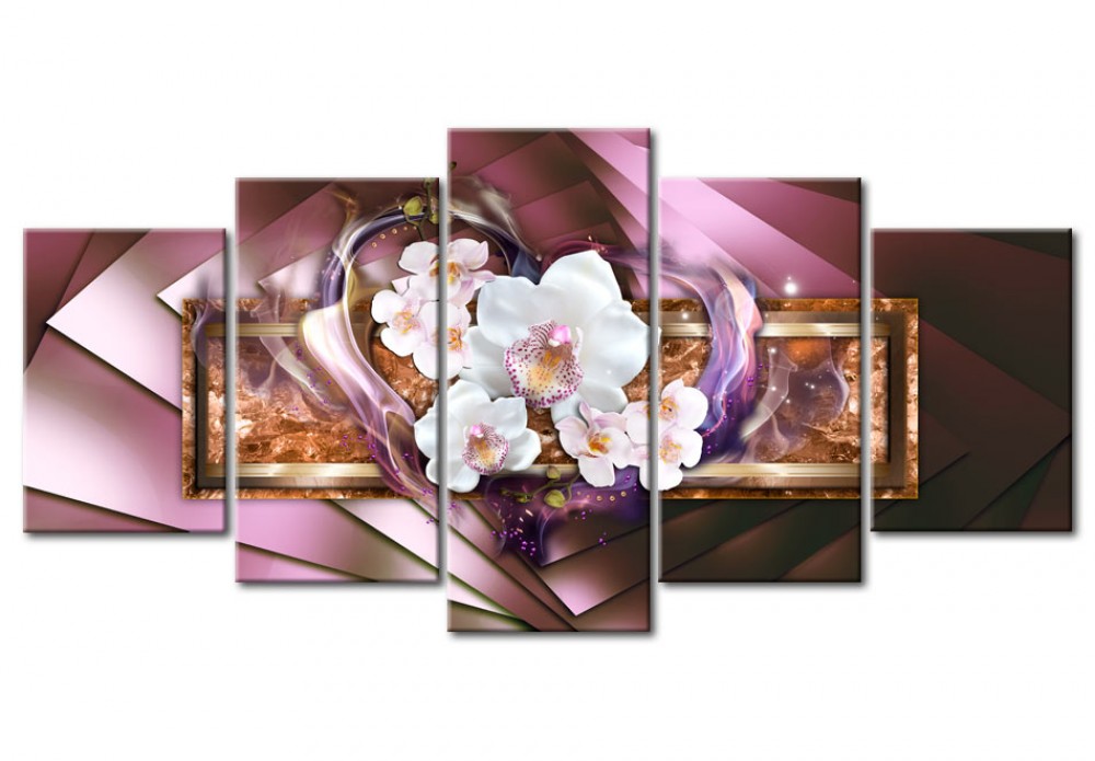 HD 5PCS/Set Love Orchid Flower Art Print Frameless Canvas Painting Wall Picture Home Decoration,Choose Color And Size