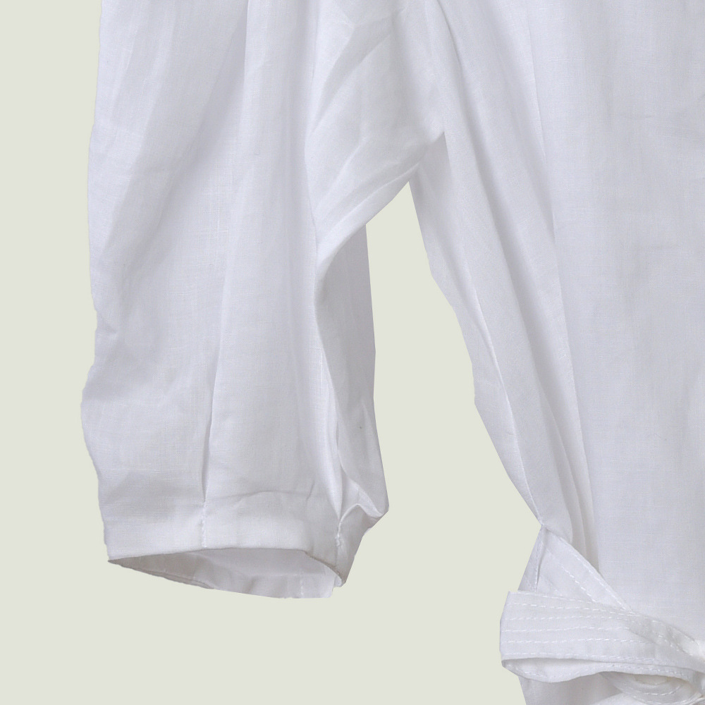 2020 Spring Summer 3/4 Sleeve Lapel Neck White Pure Color Belted Blouse Women Fashion Shirt W0615017
