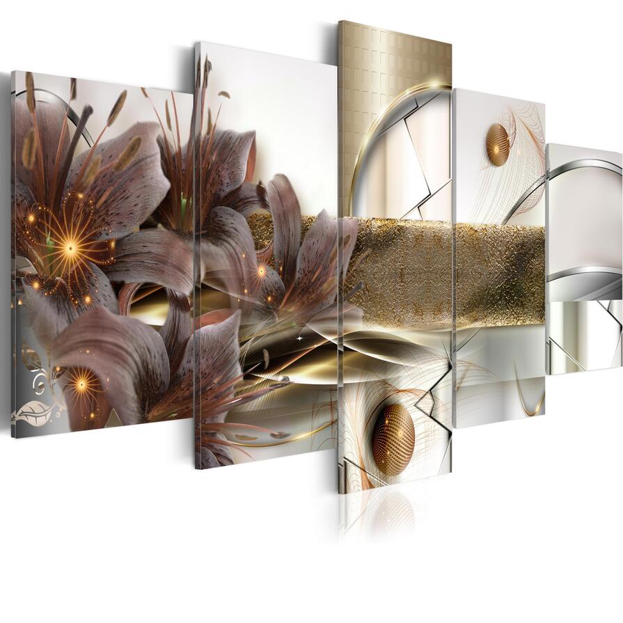 Canvas Print Modern Fashion Wall Art the Abstract Golden Texture Flower for Home Decoration Choose Color & Size( No Frame )