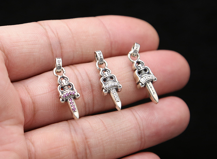 925 sterling silver earrings brand American European hand-made designer antique silver sword pendants stud earrings for women & men