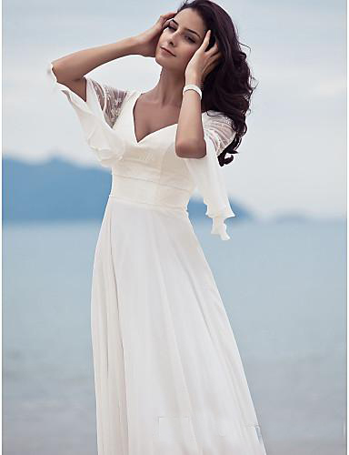 Long Wedding Dresses V Neck Zipper Back robes de soiree 3/4 Long Sleeves Lace Bridal Gowns Plus Size