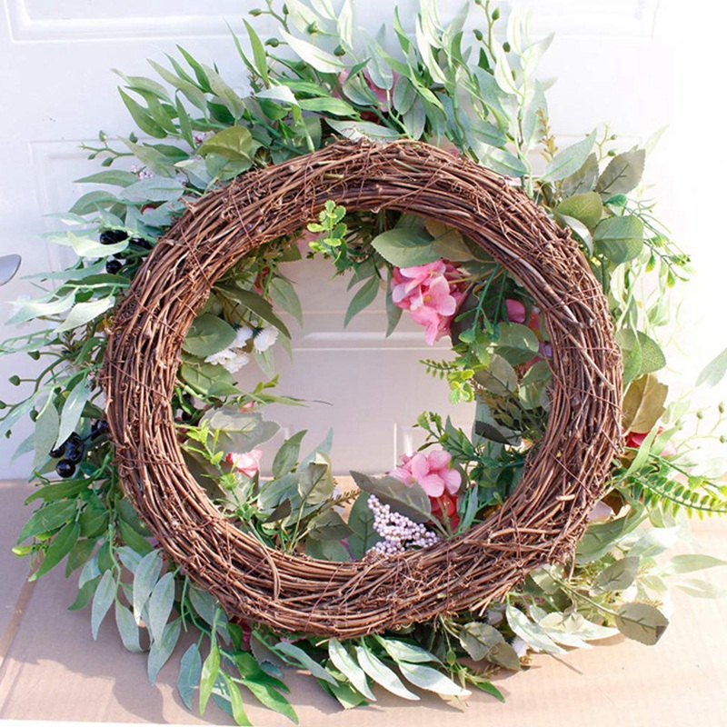 55cm Rose Wreath Large Rustic Farmhouse Decorative Artificial Flower Wreath Faux Floral Wreath for Front Door Window Wedding