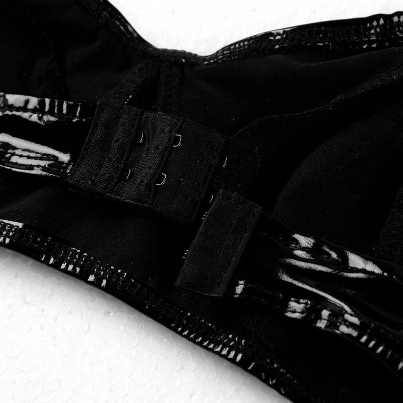 Bras Sexy Men Bra Top Mens Lingerie Sissy Bralette Bowknot Black Faux Leather Latex Lace Fetish Erotic Wetlook Underwear