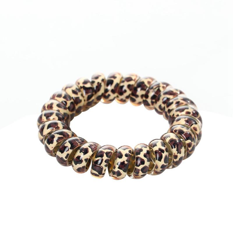 Leopard Hair Ties Telephone Wire Hair Ropes Gum Rubber Hairband Ponytail Holder Children Headwear Spiral Shape Accessories 3 Colors