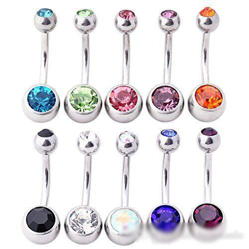 Stainless Steel Double Barbell Navel Piercing Ring Body Piercing Jewelry Mix Color Crystal Belly Button Ring
Stainless Steel Double Barbell Navel Piercing Ring Body Piercing Jewelry Mix Color Crystal Belly Button Ring