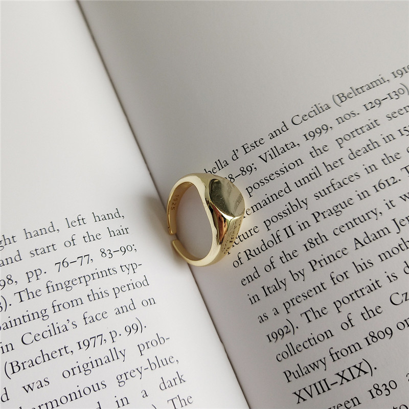 925 Sterling Silver Jewelry Round Open Statement Rings for Women anillos mujer 18k Gold Color Wedding Gifts Fashion Adjustable Ring