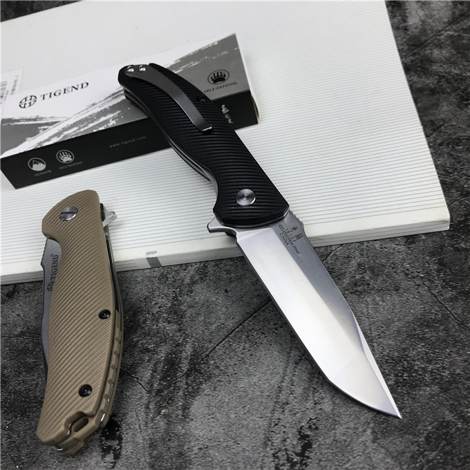 Jefrey Collins Handle 2 Colors Flipper Folding Knife 440C Satin Blade Fiber Nylon + Stainless Steel Sheets Handles Ball Bearing Knives +