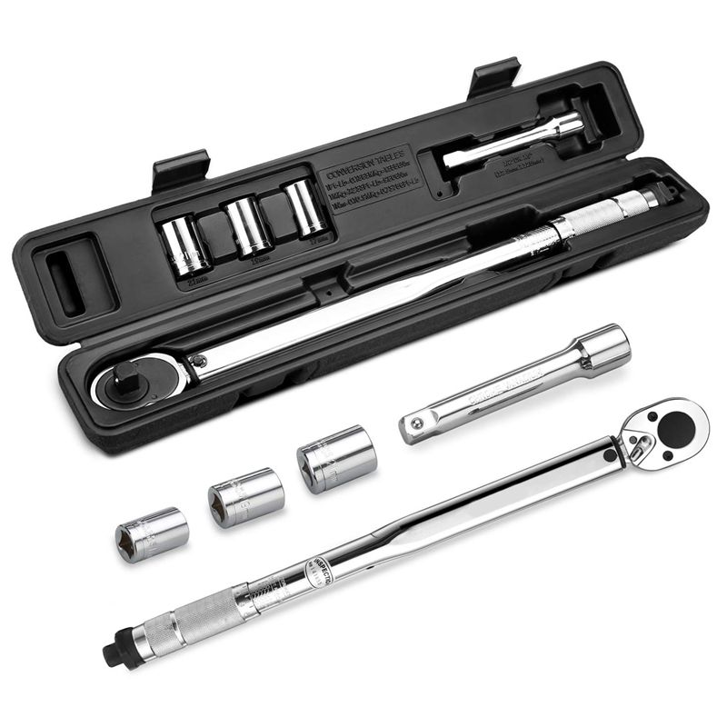 Hot 1/2-Inch Drive Click Torque Wrench (10-150 ft-lbs.or 13.6-203.5 Nm) 24-Tooth Dual Scale Alloy Steel
Hot 1/2-Inch Drive Click Torque Wrench (10-150 ft-lbs.or 13.6-203.5 Nm) 24-Tooth Dual Scale Alloy Steel