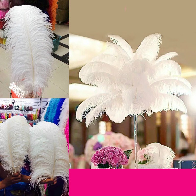 50pcs/lot 6-26 inch Ostrich Feather White Plume Wedding Party table Centerpiece Desktop Decoration Plush Christmas Decor