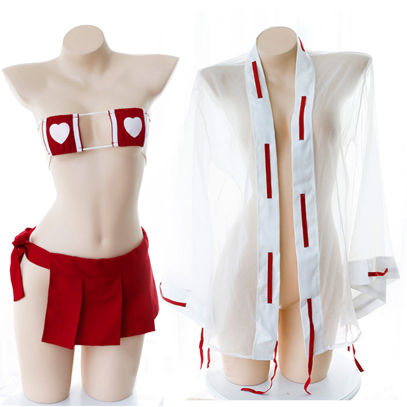 Womens Sexy Lingerie Set Erotic Japanese Kimono Witch Uniform Square Cup Micro Bikini Bra Top Mini Skirt Transprent Robe Thong, Red
Womens Sexy Lingerie Set Erotic Japanese Kimono Witch Uniform Square Cup Micro Bikini Bra Top Mini Skirt Transprent Robe Thong, Red