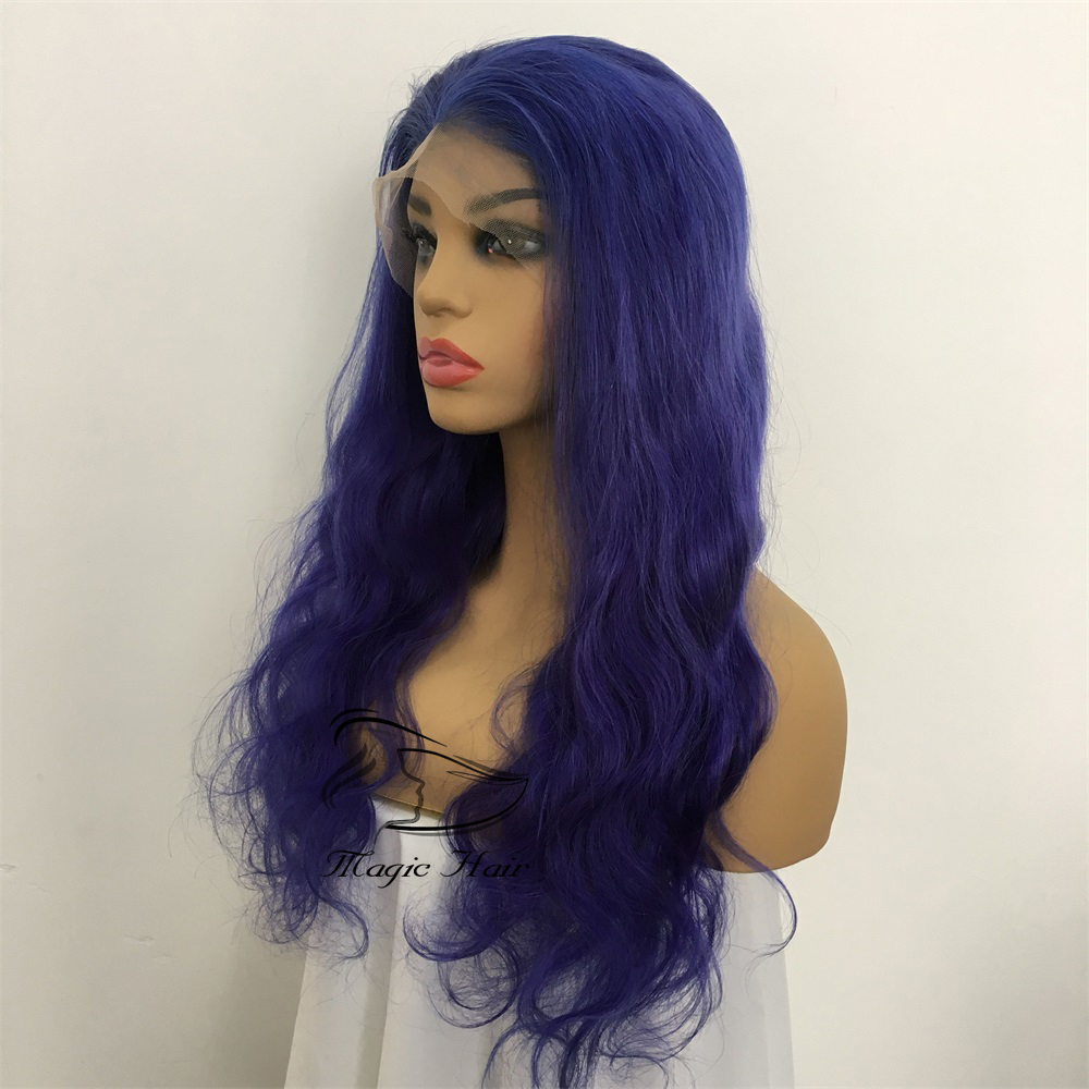Full Lace Human Hair Wigs Purple Color Natural Wave Brazilian Virgin Human Hair Lace Front wig With Baby Hair Glueless