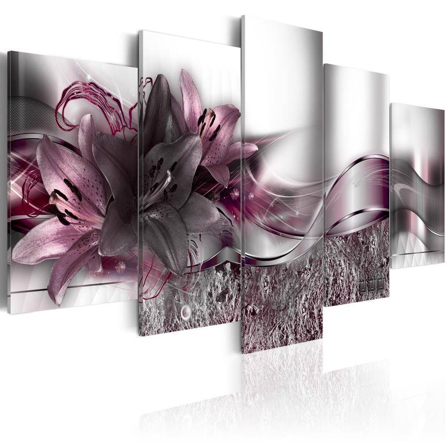 No Frame ) Set of 5 Flower Canvas Art Print Modern Abstract Wall Painting Home Decoration Gift for Love, Choose Color & Size