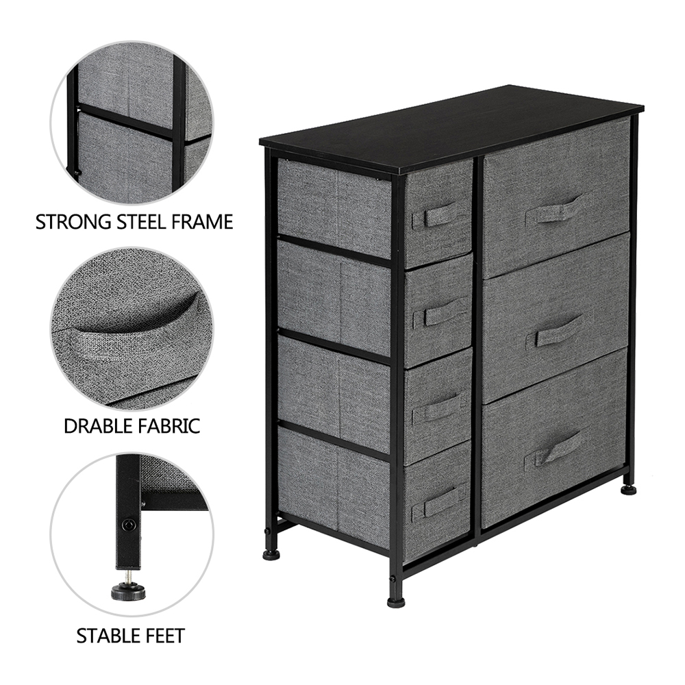 Dresser With 7 Drawers - Furniture Storage Tower Unit For Bedroom, Hallway, Closet, Office Organization - Steel Frame, Wood Top, Easy Pull F