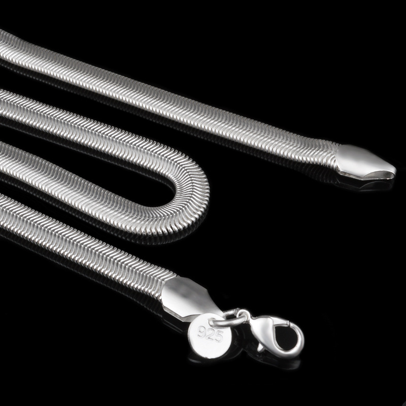 6MM 925 Sterling Silver Snake Chain Necklace for Men Women Flat Smooth Lobster Clasps Thick Chains 16-24inches Fit DIY Pendant Charm Jewelry
6MM 925 Sterling Silver Snake Chain Necklace for Men Women Flat Smooth Lobster Clasps Thick Chains 16-24inches Fit DIY Pendant Charm Jewelry