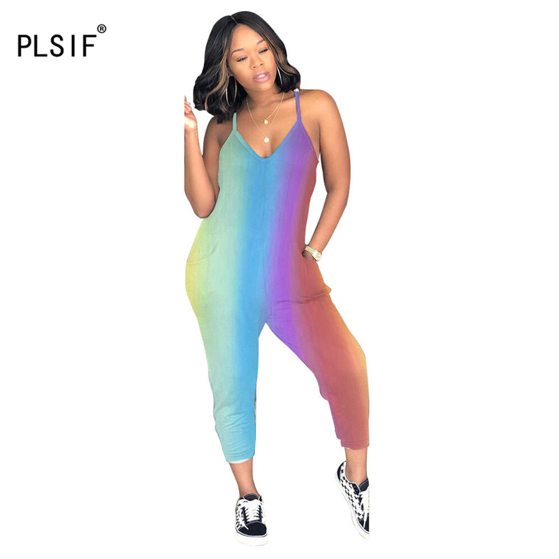 New product fashion rainbow gradient color lady jumpsuits summer beach style sexy v-neck spaghetti strap rompers, Multi
New product fashion rainbow gradient color lady jumpsuits summer beach style sexy v-neck spaghetti strap rompers, Multi