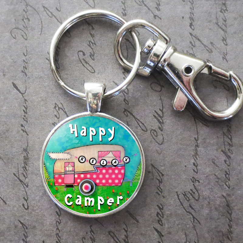 Happy Campers Camping Silver Key Chain Key Ring Trailer Photo Glass Cabochon Pendant Car Key Chain Jewelry Gifts
Happy Campers Camping Silver Key Chain Key Ring Trailer Photo Glass Cabochon Pendant Car Key Chain Jewelry Gifts