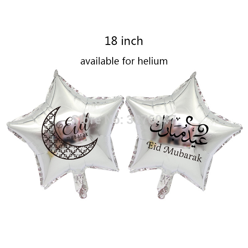 eid mubarak balloon Islam Muslim new year festival party decoration clear gold silver confetti foil star printed balloon banner