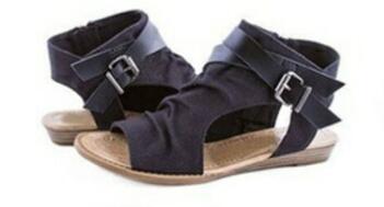 Hot Sale-als Fashion Canvas Peep Toe Women Sandals Open Toe Lace-up Flats Beach Casual Flip Flops