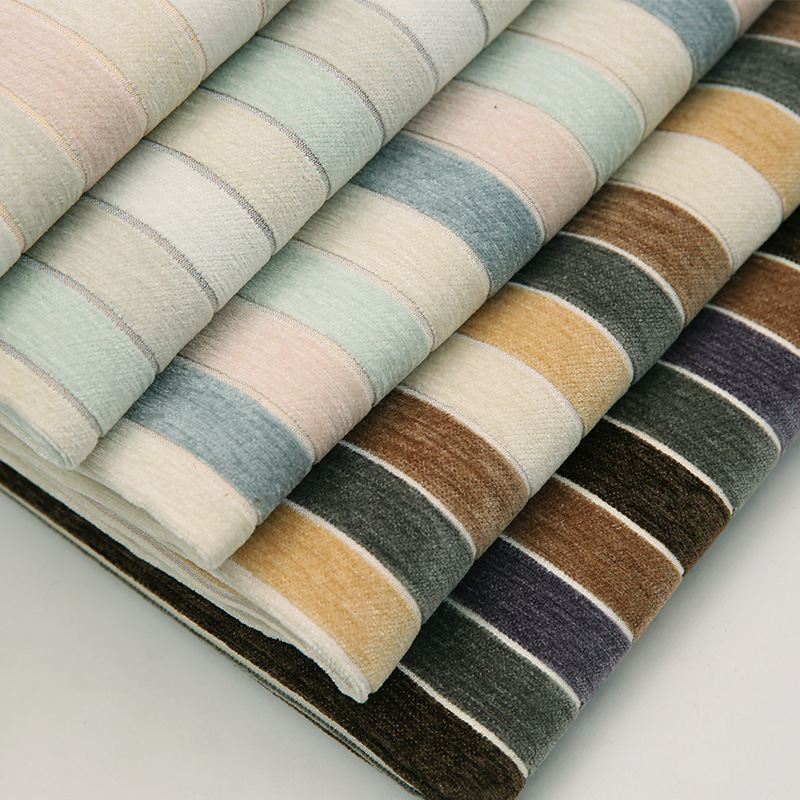 Width 150cm Factory Direct Selling Tri-color Stripe Cloth Chenille Woven Sofa Curtain Material 2019 New Dyed Jacquard Fabric