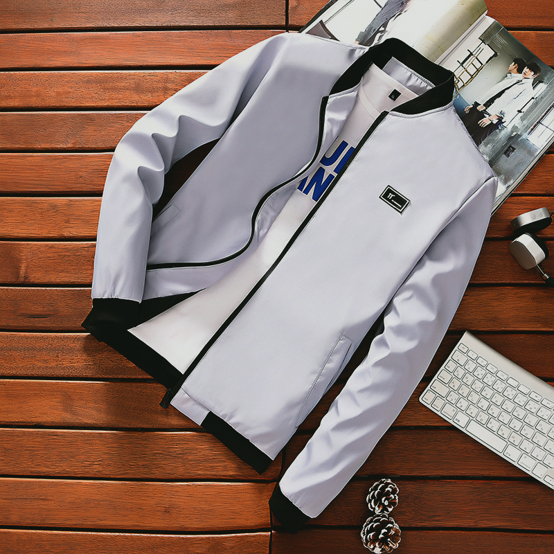 BOSIBIO Summer Autumn Mens Jacket Stand Collar Windbreaker Male Blue Baseball Jackets Casual Thin High Quality Size M-4XL LH-2MX190927