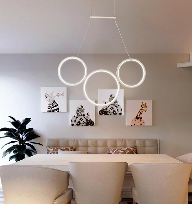 5/3 Circle Rings LED Pendant Lights White/Brown Finished Aluminum Chandelier Lighting For Living Room Dining Room Bar Home Deco