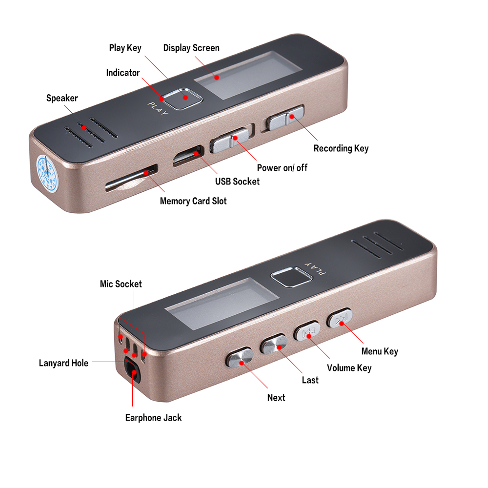 Digital Voice Recorder 20-hour Recording with MP3 Player, Mini o Record Support 32GB TF Card Professional Dictaphone