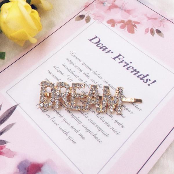 Word Rhinestones Hairpins Girl Crystal Letter Bobby Pins Metal Glitter Hair Barrettes Sparkly Hair Accessories for Ladies