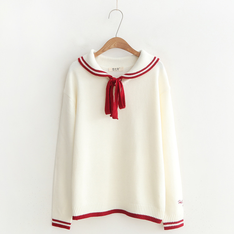 Women's Autumn Winter Fresh Stlye Sweaters Preppy Style Turn-down Collar Bow Tie Hit Color Quality Pullovers Female Sweet Tops, Black
Women's Autumn Winter Fresh Stlye Sweaters Preppy Style Turn-down Collar Bow Tie Hit Color Quality Pullovers Female Sweet Tops, Black