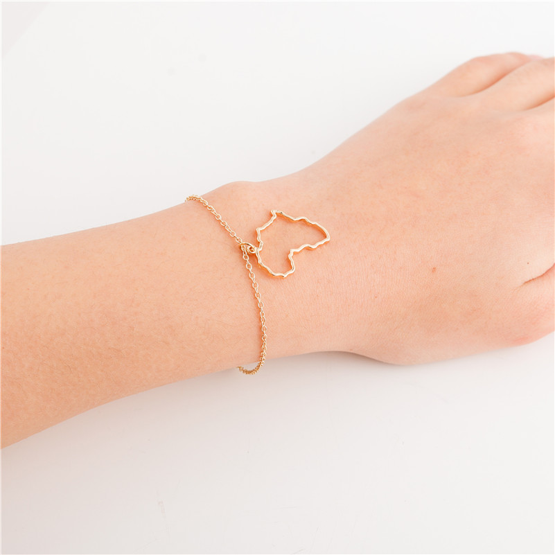 10PCS Outline African Map Egypt South Africa Kenya Nigeria Ethiopia Country Profile Charm Pendant Chain Bracelets Women Jewelry