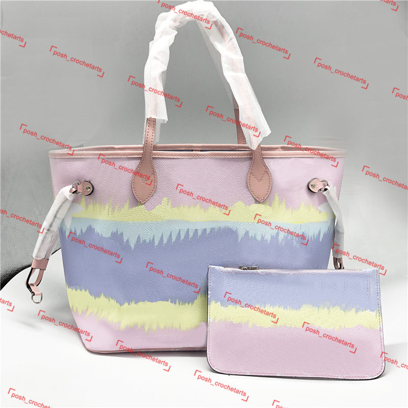 

Designer Tie Dye Tote with Matching Pouch Luxury Women's Pastel Bag Summer Escale Tote Unicorn Purse with Pastel fashion