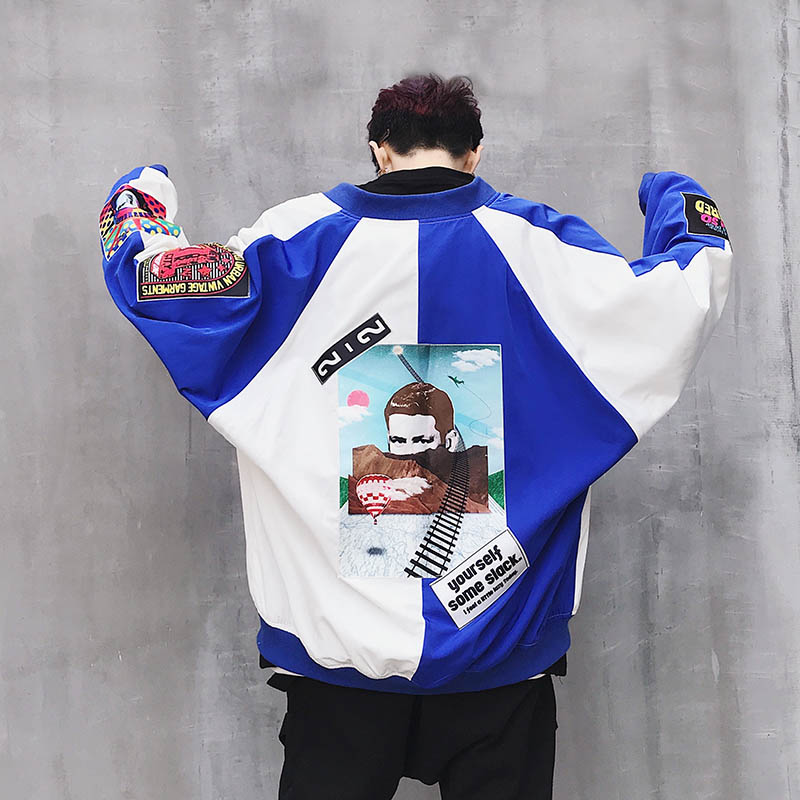 Summer and Autumn Hip Hop Men Coats personality Korean version of the trend Harajuku style BF Loose Student Jackets, Blue
Summer and Autumn Hip Hop Men Coats personality Korean version of the trend Harajuku style BF Loose Student Jackets, Blue