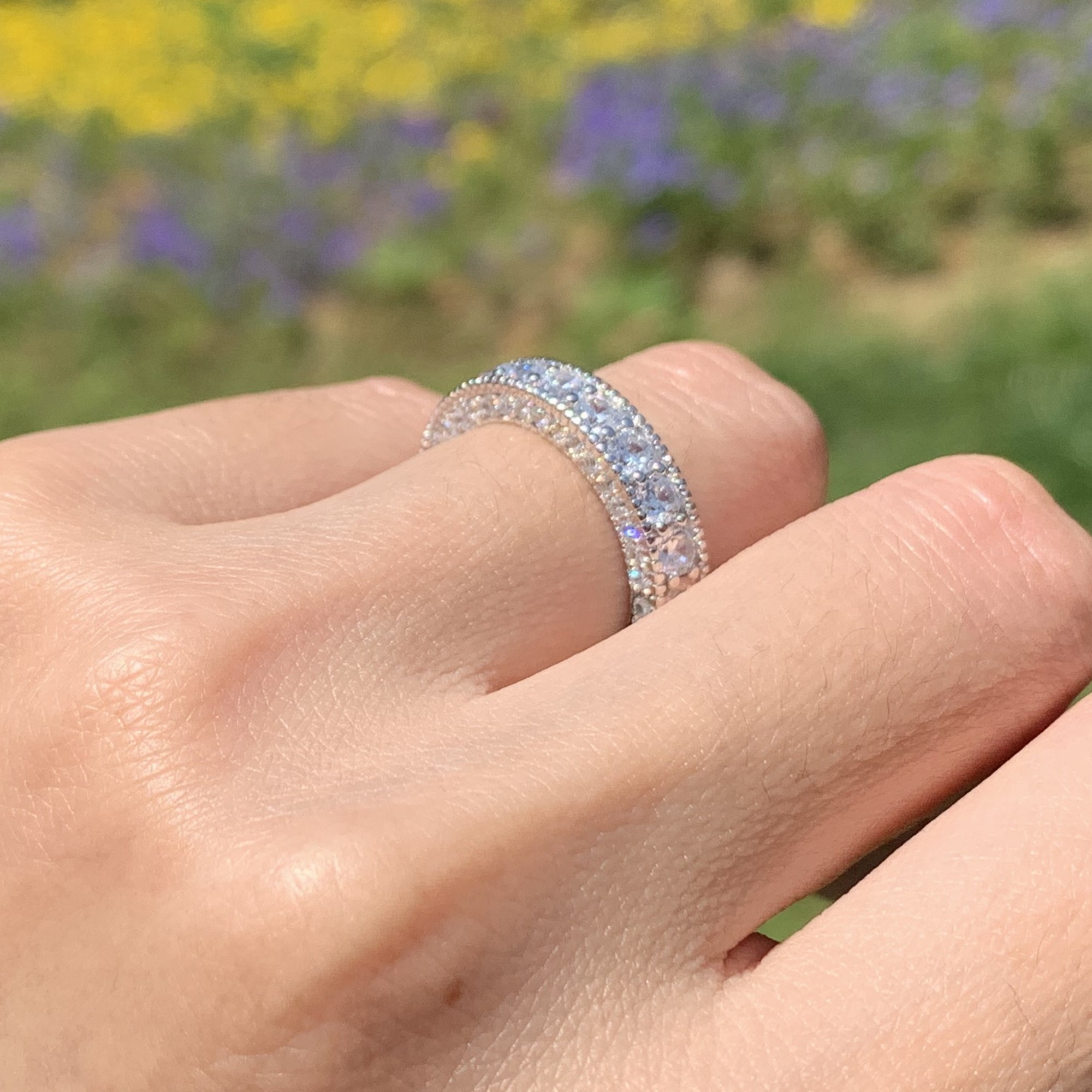 Sterg Sier White Topaz Promise Ring for Women, Unique Fine tail Bridal Wedding Ring, US Size 5-10