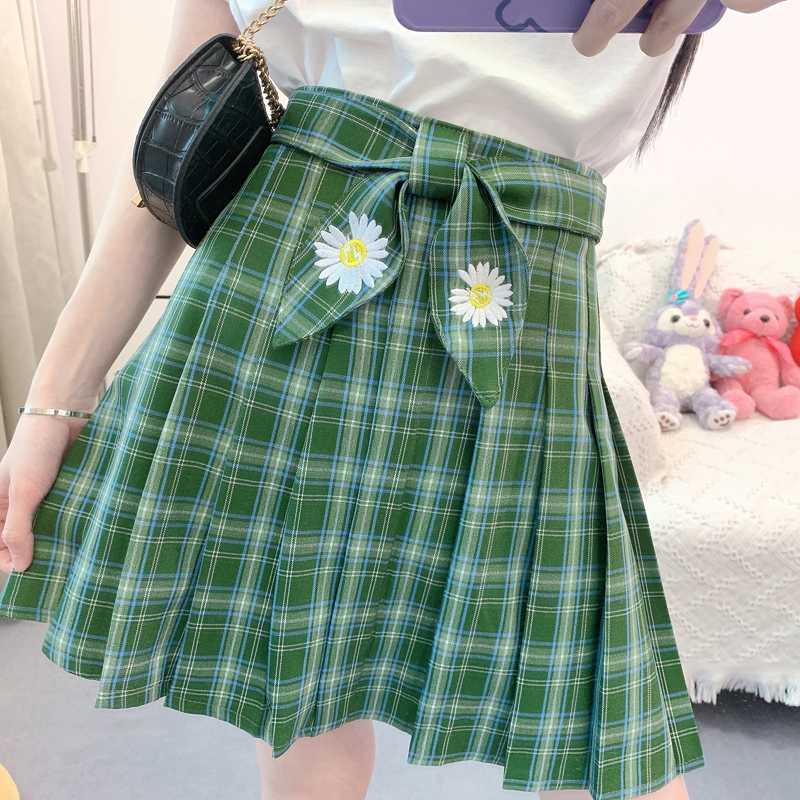 Cute Mini Skirt Daisy Embroidery Skirt Female Harajuku Lattice Pleated Women Loose High Waist A-line Student, Blue
Cute Mini Skirt Daisy Embroidery Skirt Female Harajuku Lattice Pleated Women Loose High Waist A-line Student, Blue