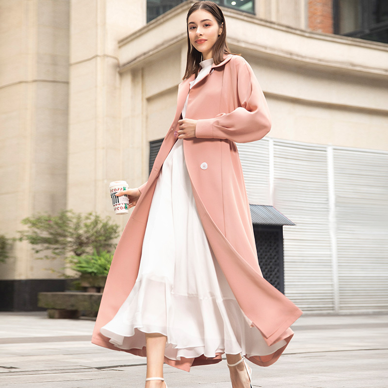 Spring Fashion Office Lady Long Coat Solid British Style Windbreaker Slim Waist Coat Turn-down Collar Overcoat, As pic 
Spring Fashion Office Lady Long Coat Solid British Style Windbreaker Slim Waist Coat Turn-down Collar Overcoat, As pic