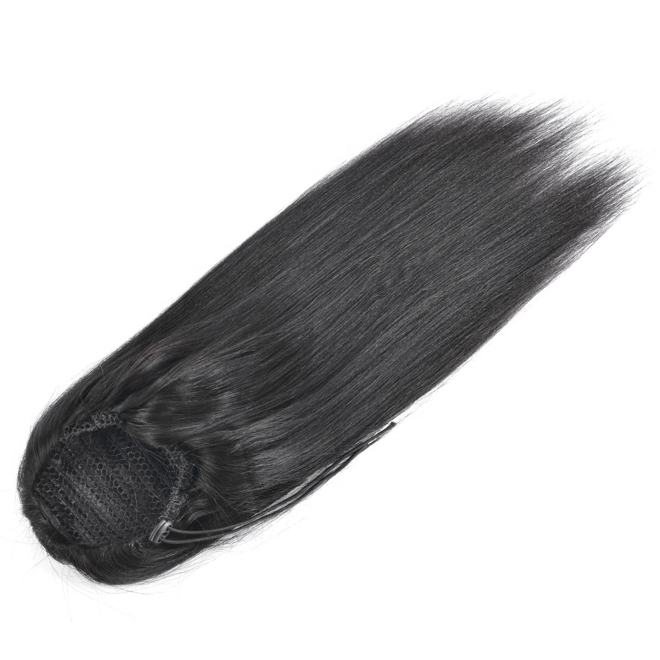 100 Human hair sleek silky straight pony tail hair extension long high celebrity simple ponytail hairpiece 140g double drawn full ends